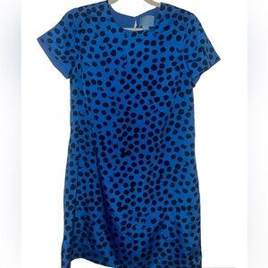 CeCe blue polka dot shift dress size 2